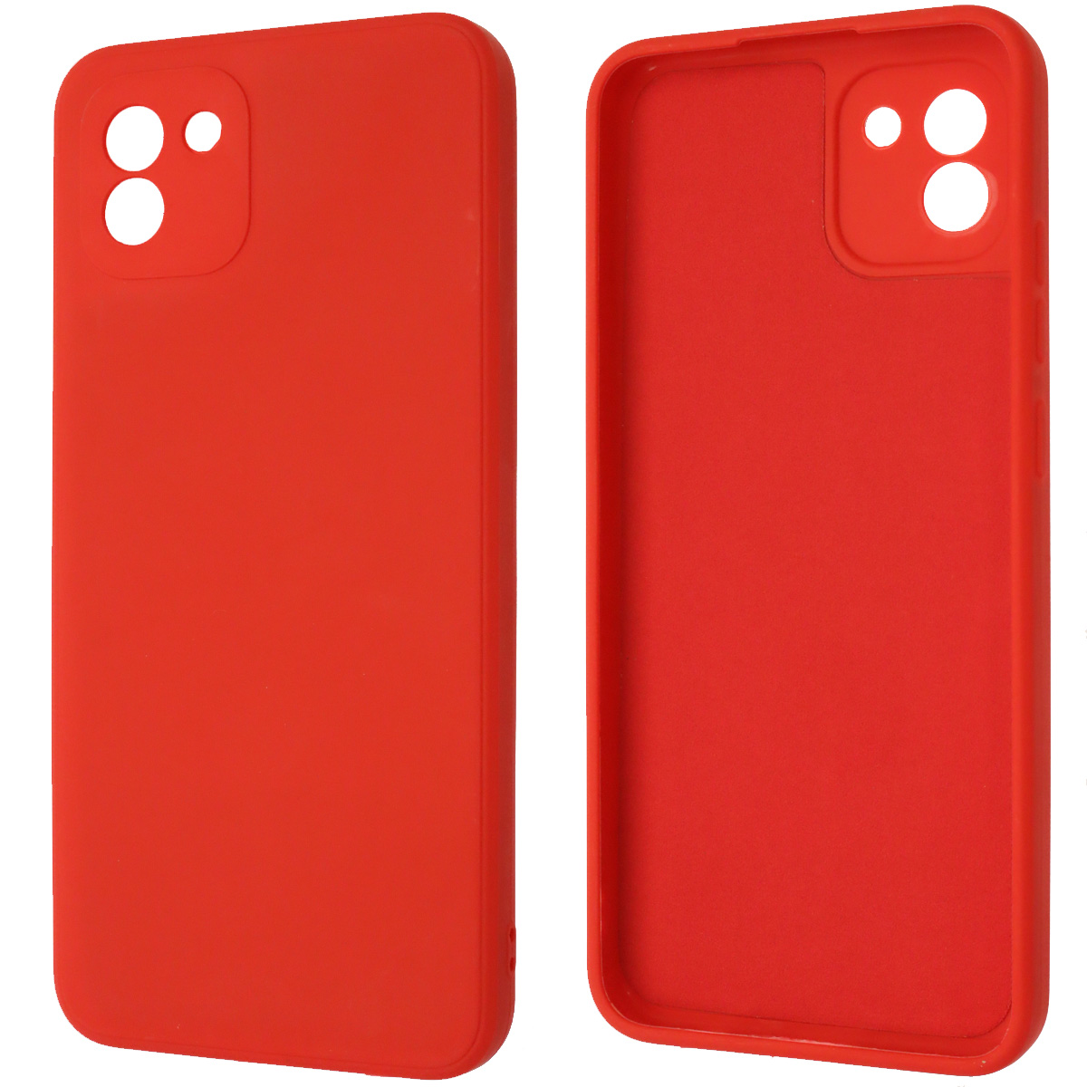 Чехол накладка для SAMSUNG Galaxy A03 (SM-A035F), силикон, бархат, цвет красный