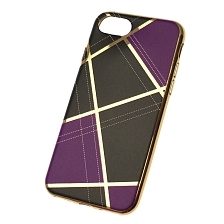 Чехол накладка для APPLE iPhone 7, iPhone 8, силикон, рисунок сиреневая клетка
