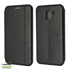 Чехол книжка для SAMSUNG Galaxy J6 2018 (SM-J600), экокожа, визитница, цвет черный
