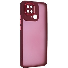 Чехол накладка KING для XIAOMI Redmi 10C, POCO C40, силикон, пластик, защита камеры, цвет окантовки бордовый