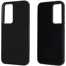 Чехол накладка для SAMSUNG Galaxy A55, силикон, пластик, текстура кожи, бархат, цвет черный