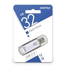 Флешка USB 2.0 32GB SMARTBUY V-Cut, цвет серебристый