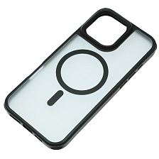 Чехол накладка Sky Armor с поддержкой MagSafe для APPLE iPhone 16 Pro Max, сменные уголки для шнурка, прозрачный, цвет окантовки черный