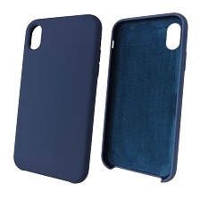 Чехол накладка Silicon Case для APPLE iPhone XR, силикон, бархат, цвет синий кобальт.