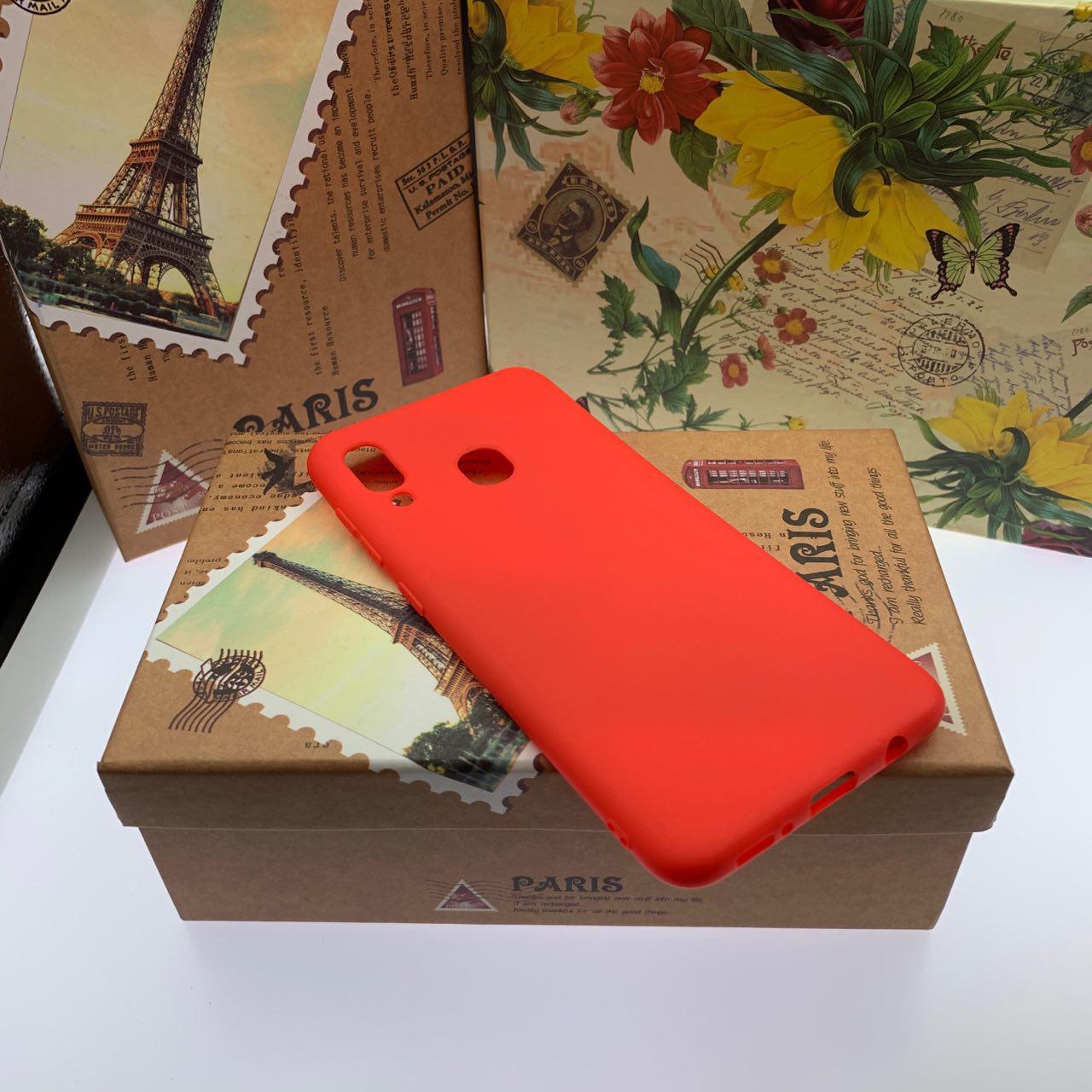 Чехол накладка для SAMSUNG Galaxy A30 (SM-A305), силикон, матовый, цвет красный.