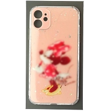 Чехол накладка для APPLE iPhone 11, силикон, глянцевый, блестки, рисунок Мышка с бантом Чехол накладка для APPLE iPhone 11, силикон, глянцевый, блестки, рисунок Мышка с бантом