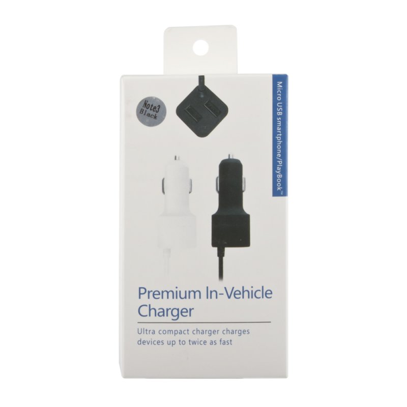 АЗУ "Premium In-Vehicle Charger" 2100мА Note3 + 2 USB выхода (черная/коробка).