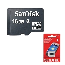 Карта памяти MicroSDHC 16GB SANDISK Class 4, без адаптера, цвет черный