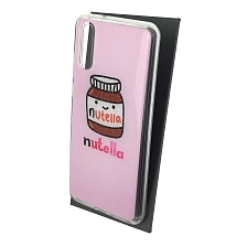 Чехол накладка для HUAWEI P20, силикон, блестки, глянцевый, рисунок Nutella Чехол накладка для HUAWEI P20, силикон, блестки, глянцевый, рисунок Nutella