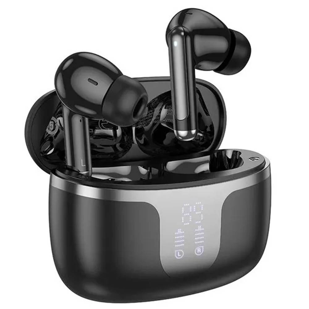 Гарнитура (наушники с микрофоном) беспроводная, HOCO EQ10 Plus Harmony True, LCD дисплей, ANC, ENC, цвет черный