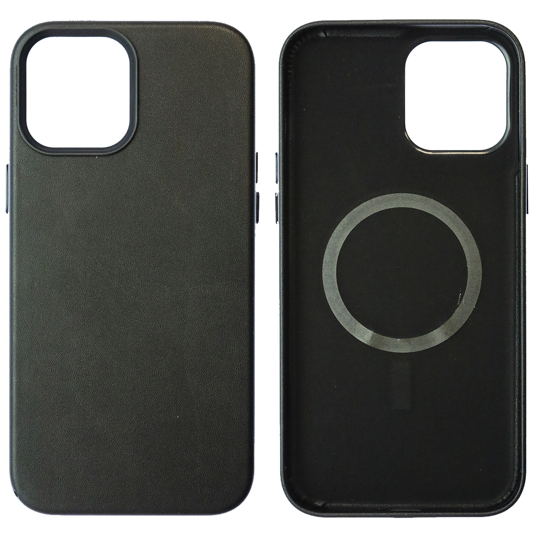 Чехол накладка Leather Case с поддержкой MagSafe для APPLE iPhone 12 Pro Max, силикон, бархат, экокожа, цвет черный