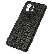 Чехол накладка для XIAOMI Mi 11, силикон, текстура кожи крокодила, цвет черный