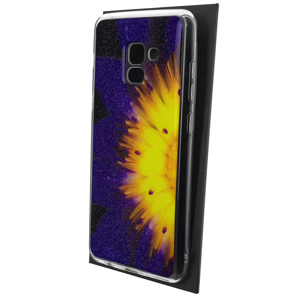 Чехол накладка для SAMSUNG Galaxy A8 Plus (SM-A730), силикон, глянцевый, блестки, рисунок Загадочное сияние