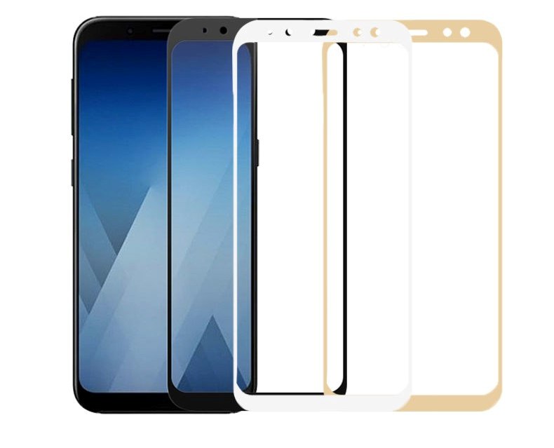 Защитное стекло "5D" GLASS FULL GLUE для SAMSUNG Galaxy J6 Plus 2018 (SM-J610), цвет канта черный.