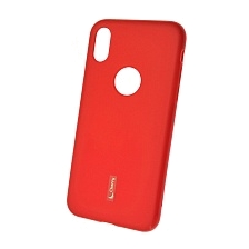 Чехол накладка Cherry для APPLE iPhone X, силикон, цвет красный.
