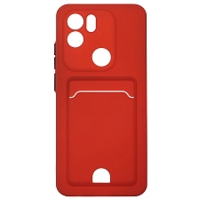 Чехол накладка BUTTON для Redmi A1 Plus, Redmi A2 Plus, POCO C51, силикон, отдел для карт, цвет красный Чехол накладка BUTTON для Redmi A1 Plus, Redmi A2 Plus, POCO C51, силикон, отдел для карт, цвет красный