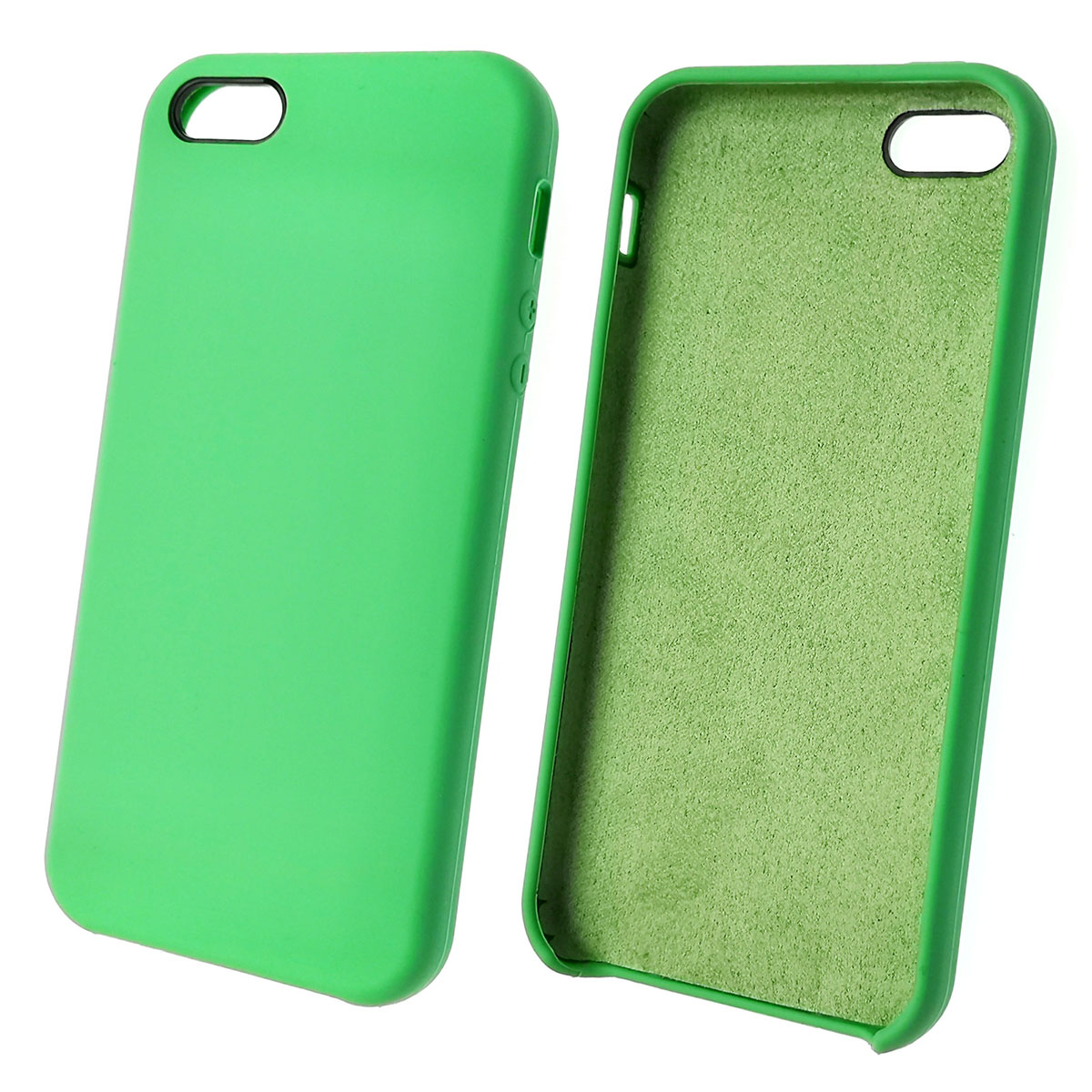 Чехол накладка Silicon Case для APPLE iPhone 5, 5S, SE, силикон, бархат, цвет мятный.