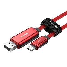 BASEUS CALLG-09 кабель с подсветкой Glowing Data Cable Lightning 8-pin, 2.4A, 1 метр, цвет красный (распродажа 70%)