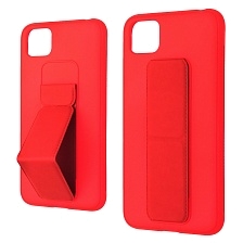 Чехол накладка STAND для HUAWEI Honor 9S (DUA-LX9), Y5P 2020, подставка, магнит, экокожа, цвет красный