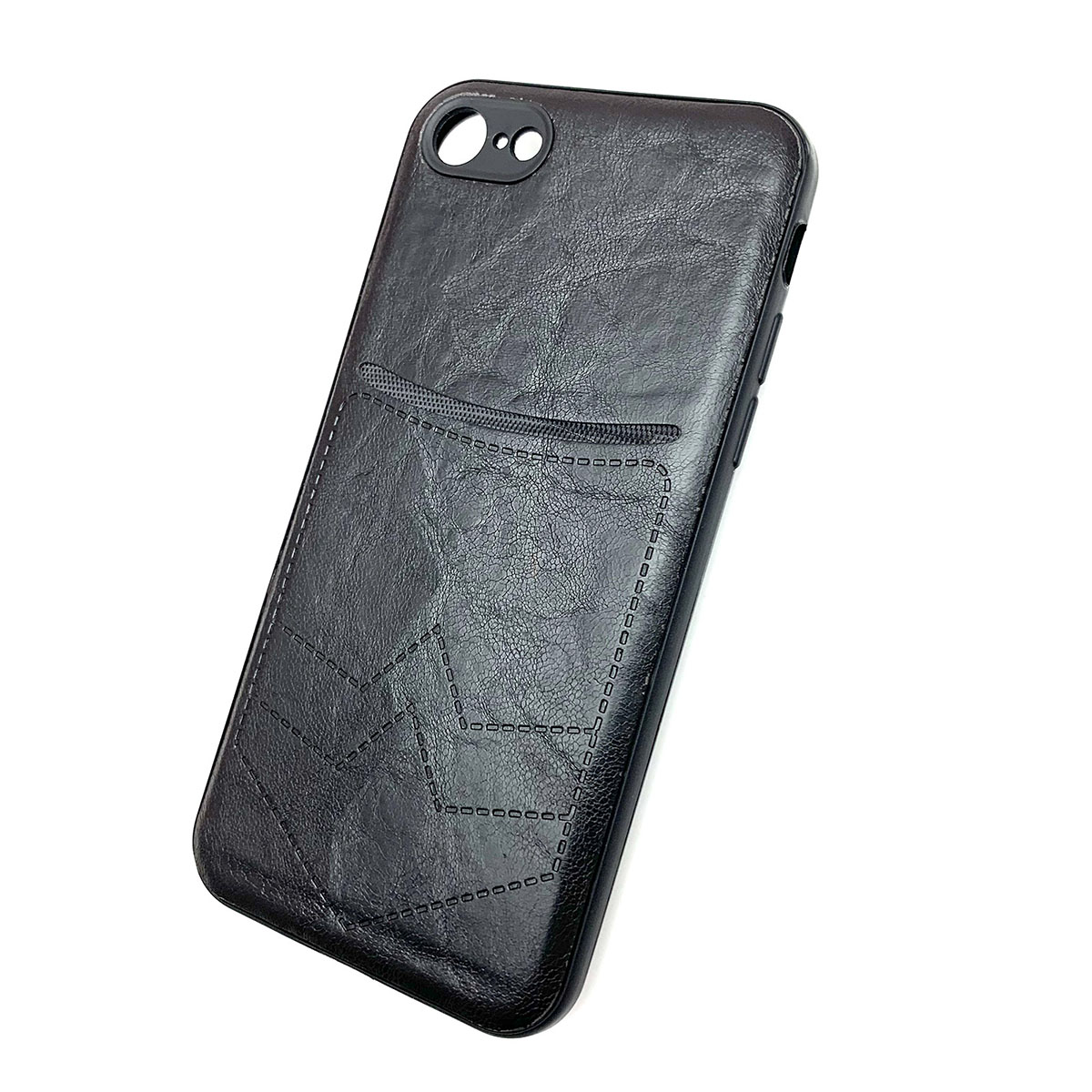 Чехол накладка для APPLE iPhone 7, 8, силикон, визитница, цвет черный.