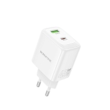 СЗУ (Сетевое зарядное устройство) BOROFONE BN30, GaN, 45W USB-C PD, 18W USB-A, PD/QC/FCC/AFC, цвет белый
