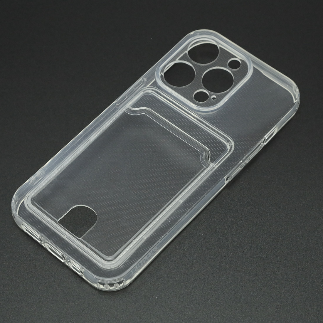 Чехол накладка CARD CASE для APPLE iPhone 15 Pro, защита камеры, силикон, отдел для карт, прозрачный