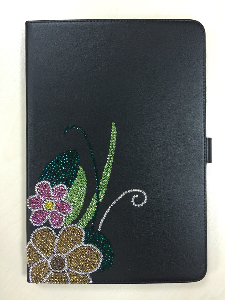 Чехол-книжка для планшетного ПК Samsung Galaxy Note 10.1 N8000 RADA цвет черный цветок из стразов.