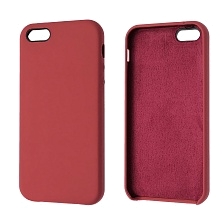 Чехол накладка Silicon Case для APPLE iPhone 5, iPhone 5S, iPhone SE, силикон, бархат, цвет темно розовый