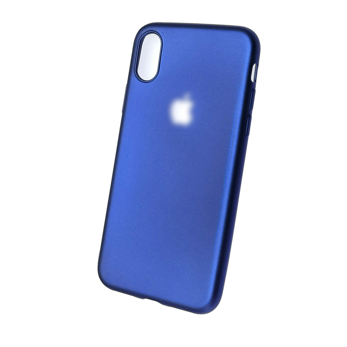 Чехол накладка Soft touch Brauffen для APPLE iPhone X, силикон, вырез под логотип, цвет синий.