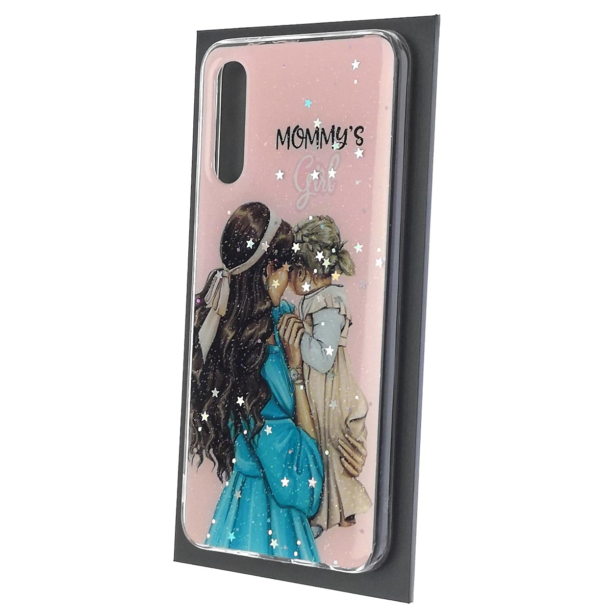 Чехол накладка Vinil для SAMSUNG Galaxy A50 (SM-A505), A30s (SM-A307), A50s (SM-A507), силикон, блестки, глянцевый, рисунок Mommy's Girl