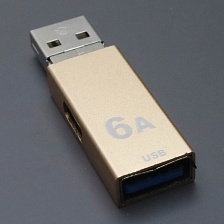 Адаптер переходник OTG GP-124, USB-Type-C 6A, быстрая зарядка (Quick Charge/PD), цвет золотистый