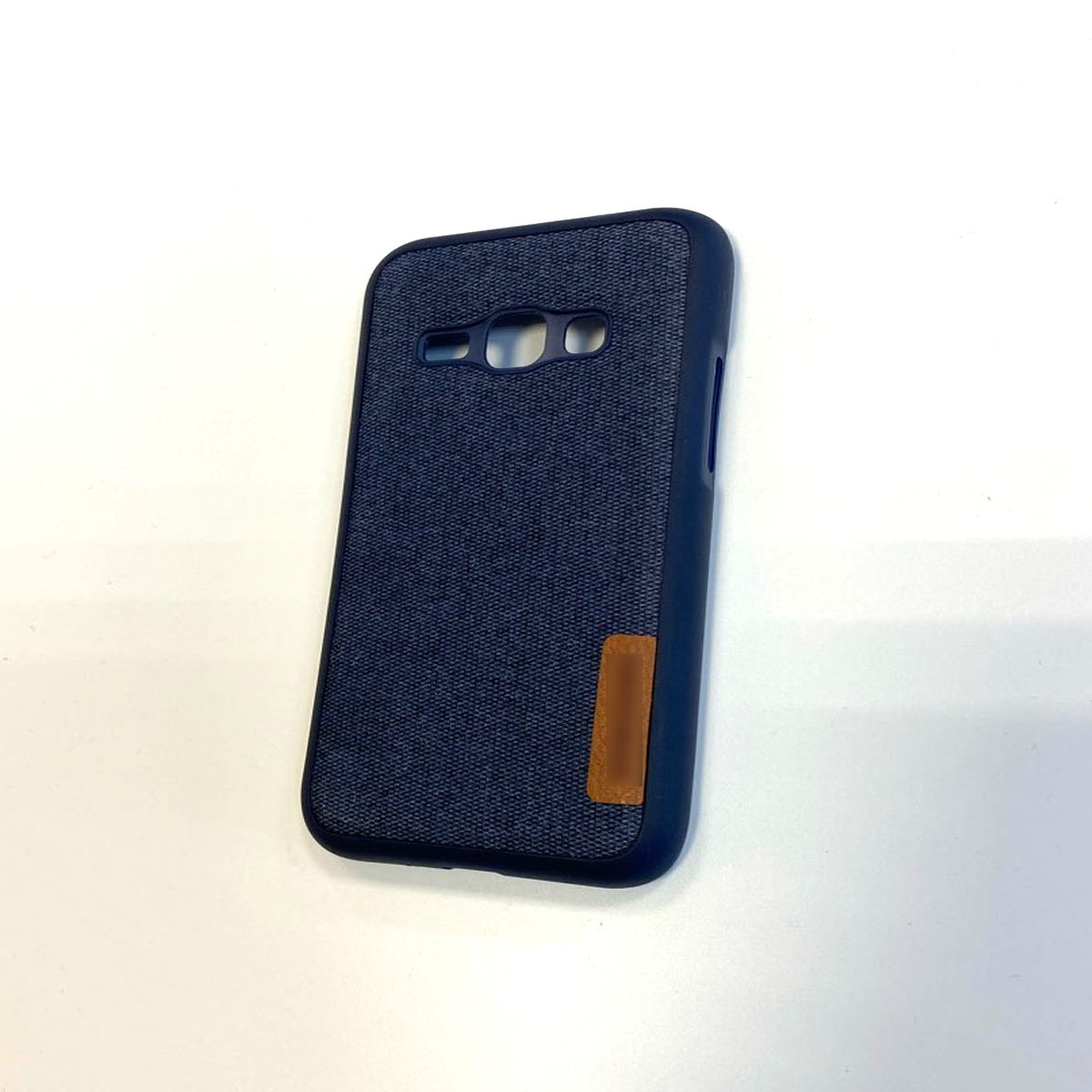 Чехол накладка для SAMSUNG Galaxy J1 2016 (SM-J120), силикон, ткань, цвет темно синий