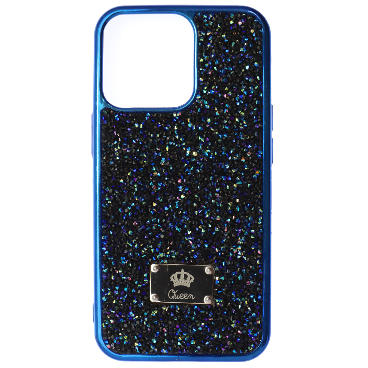 Чехол накладка Queen для APPLE iPhone 13 Pro (6.1"), силикон, стразы, цвет синий Чехол накладка Queen для APPLE iPhone 13 Pro (6.1"), силикон, стразы, цвет синий