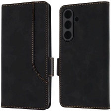 Чехол книжка NICE для SAMSUNG Galaxy S25 FE, защита камеры, экокожа, силикон, цвет черный