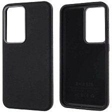 Чехол накладка для SAMSUNG Galaxy S25, силикон, пластик, текстура кожи, цвет черный