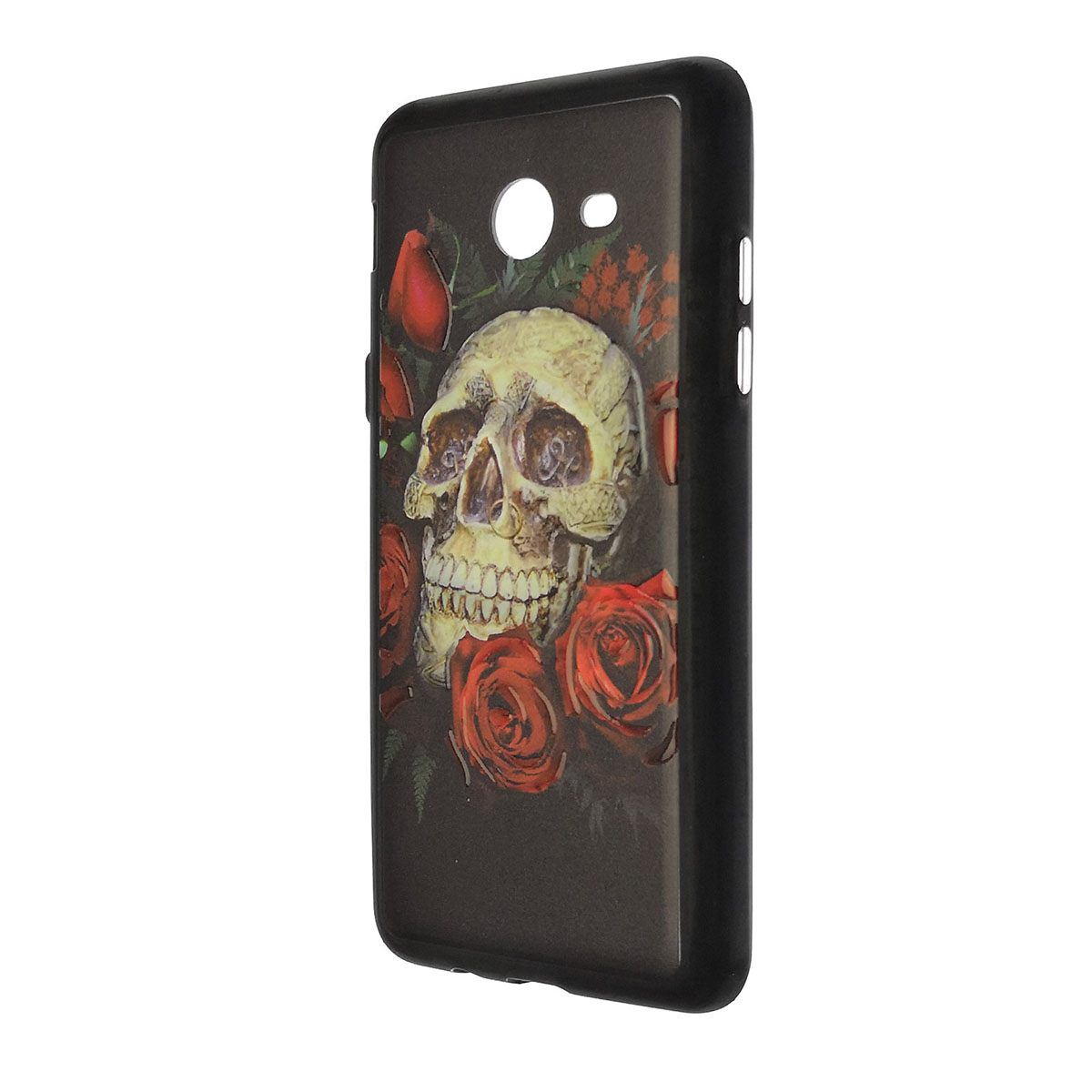 Чехол накладка для SAMSUNG Galaxy J5 Prime (SM-G570), силикон, рисунок Череп Skull and roses.
