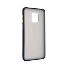 Чехол накладка SKIN SHELL для XIAOMI Redmi Note 9 Pro, Redmi Note 9S, силикон, пластик, цвет окантовки темно синий