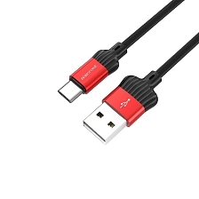 Кабель BOROFONE BX28 Dignity USB Type C, 3А, длина 1 метр, силикон, цвет красный