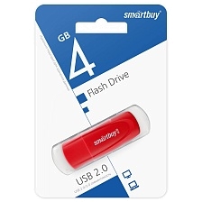 Флешка USB 2.0 4GB SMARTBUY Scout, цвет красный Флешка USB 2.0 4GB SMARTBUY Scout, цвет красный