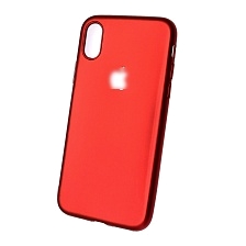 Чехол накладка Brauffen для APPLE iPhone X, силикон, вырез под логотип, цвет красный.