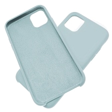 Чехол накладка Silicon Case для APPLE iPhone 11 2019, силикон, бархат, цвет пастельно синий.