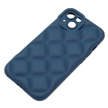 Чехол накладка для APPLE iPhone 13 (6.1"), силикон, 3D ромб, цвет темно синий