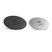 Металлические пластины Baseus Iron Suit на клеевой основе для магнитных держателей смартфонов, цвет черно серебристый