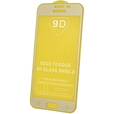 Защитное стекло 9D для SAMSUNG Galaxy J3 2017 (SM-J330), цвет окантовки золотистый
