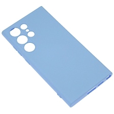 Чехол накладка NANO для SAMSUNG Galaxy S24 Ultra, защита камеры, силикон, бархат, цвет васильковый