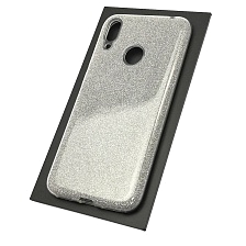 Чехол накладка Shine для HUAWEI Y7 2019, силикон, блестки, цвет серебристый