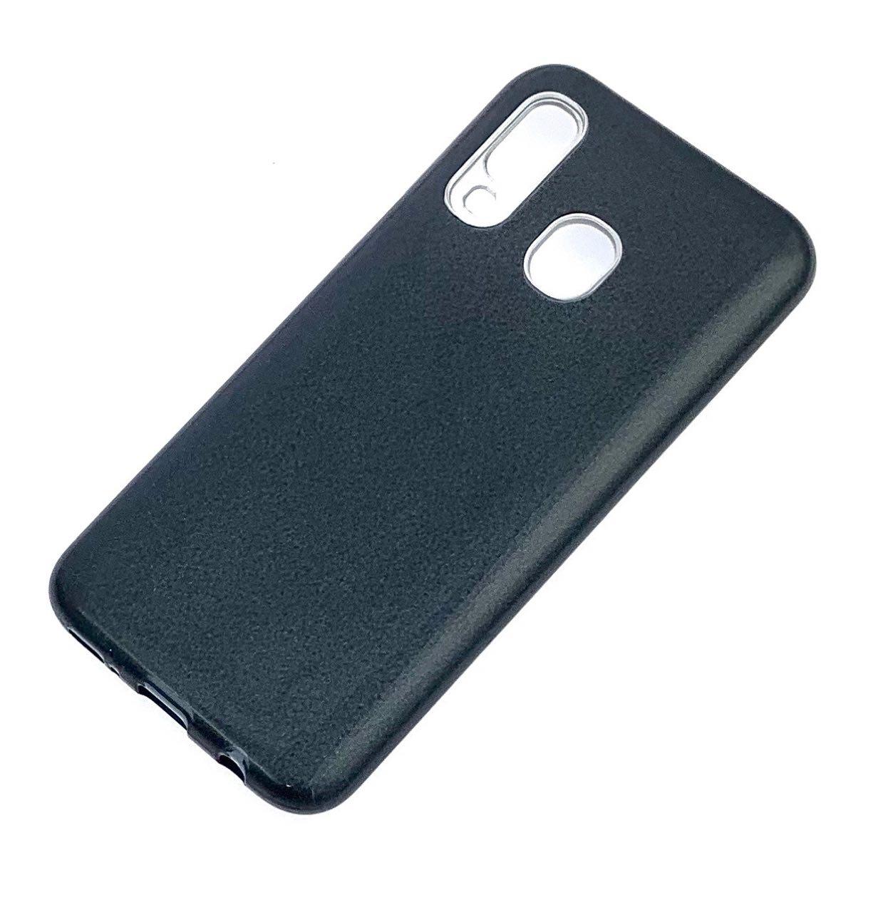 Чехол накладка Shine для SAMSUNG Galaxy A70 (SM-A705), A70s (SM-A707), силикон, блестки, цвет черный.