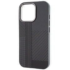 Чехол накладка Mikwer с поддержкой MagSafe для APPLE iPhone 16 Pro, пластик, карбоновый узор 2, цвет серый