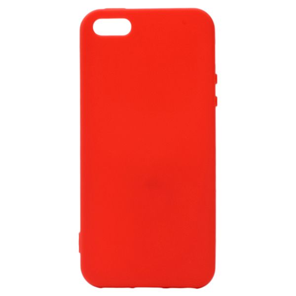 Чехол накладка для APPLE iPhone 5, 5G, 5S, SE, силикон, цвет красный.