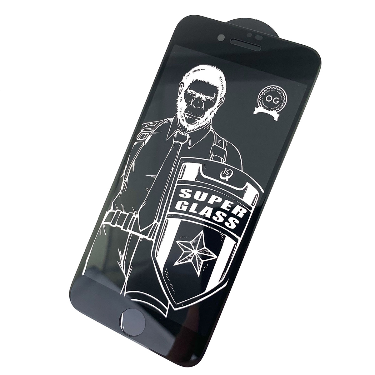 Защитное стекло 5D Super Glass OG для APPLE iPhone 7, iPhone 8, цвет канта черный.